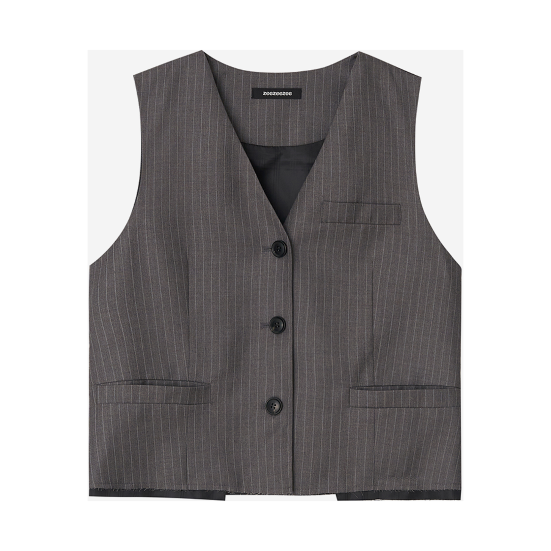 지지지 핀스트라이프 테일러 베스트 멜란지 그레이(zeezeezee Pinstripe Tailoring Vest Melange Grey)