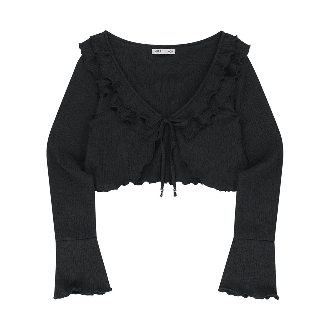 니어 노어 링클 로즈 가디건 블랙(NIIER NOR Wrinkle Rose Cardigan Black)