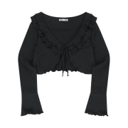 NIIER NOR Wrinkle Rose Cardigan Black