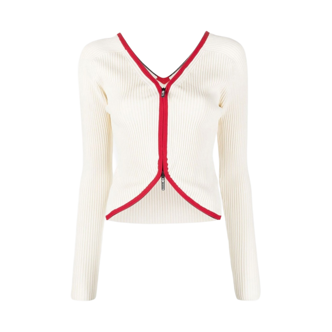 (W) 디젤 더블 지퍼 니티드 가디건 화이트((W) Diesel Double Zip Knitted Cardigan White) - 1