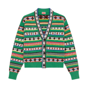 Kenzo Fair Isle Jacquard Cardigan Grass Green