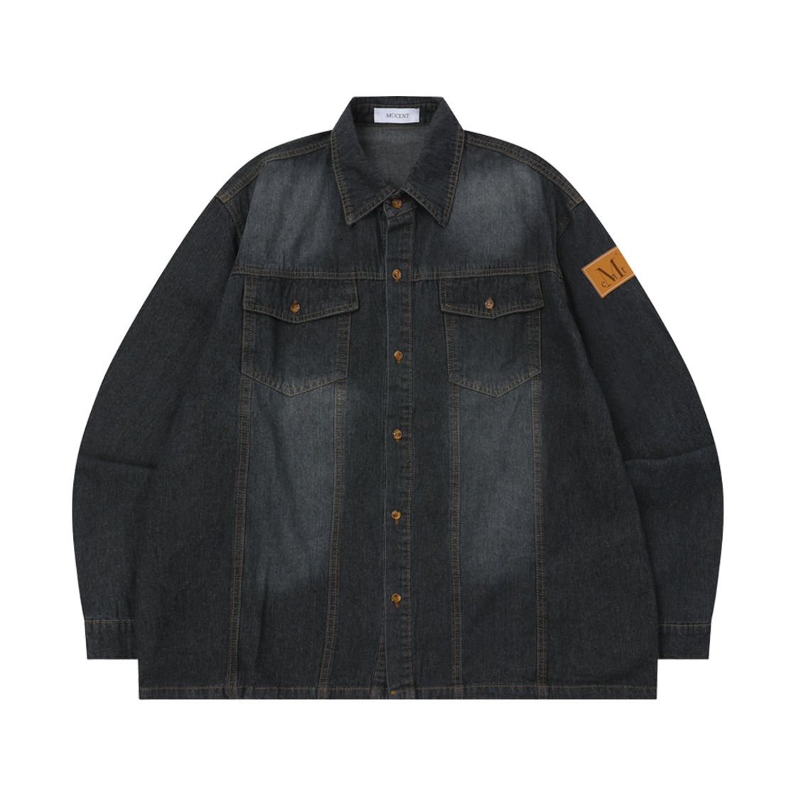P00000OZ_C MUCENT Alyth Roll Up Denim Shirt Charcoal