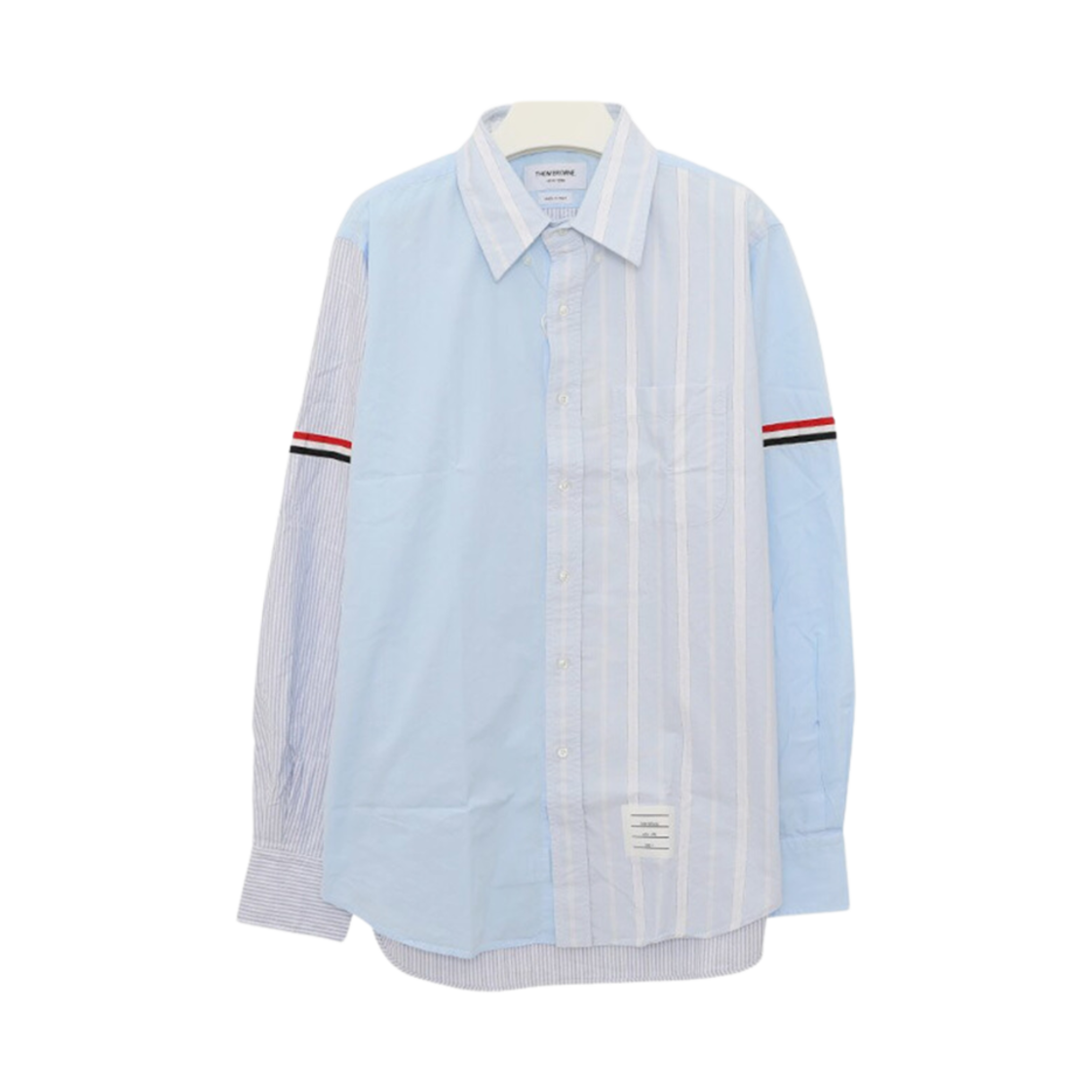 MWL301F-03113-480 Thom Browne Funmix Stripe Button Shirt Light Blue