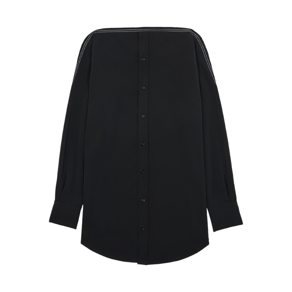 S52DL0218S54445900 (W) MM6 Maison Margiela Collarless Long Shirt Black