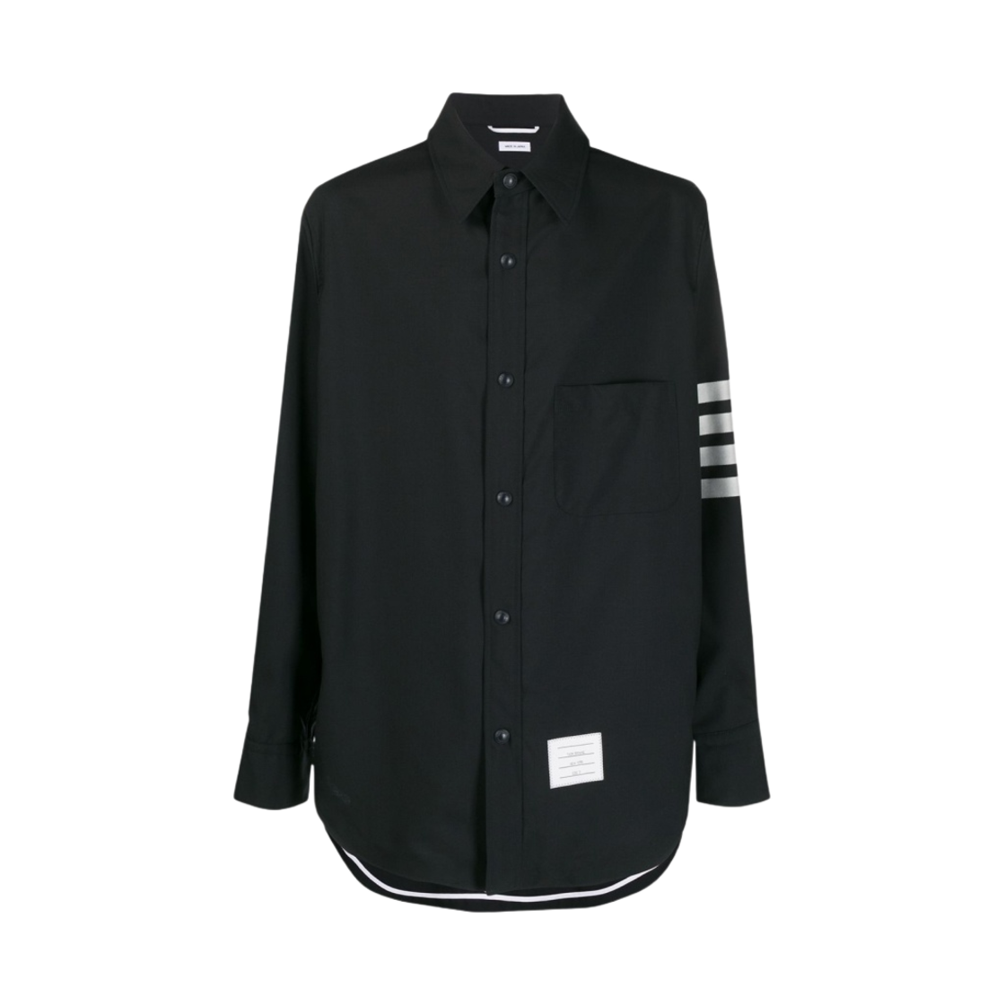 톰브라운 울 스냅 프론트 사선 셔츠 네이비