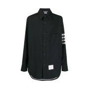 Thom Browne Wool Snap Front 4-Bar Shirt Navy