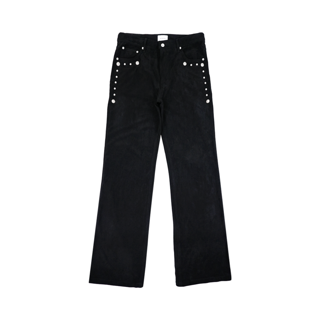 SST25SS002 smallstupidtunes Stud Bootcut Suede Pants Black
