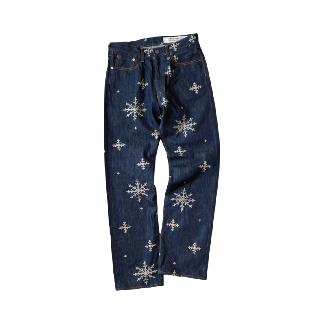 캐피탈 14온즈 데님 스노우 자수 패턴 5P TH 스트레이트 팬츠 인디고