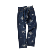 Kapital 14 oz. Denim Snow Pattern Embroidery 5P TH Straight Pants Indigo
