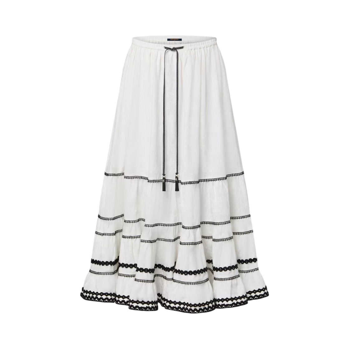 (W) 루이비통 레이스 트림 티어드 맥시 스커트 밀키 화이트((W) Louis Vuitton Lace Trim Tiered Maxi Skirt Milky White) - 1