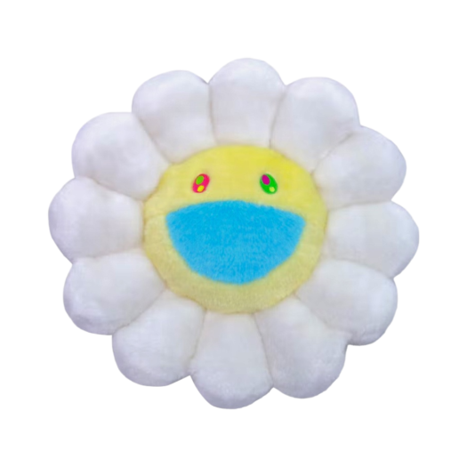Kaikai Kiki Flower Cushion 30cm White Yellow
