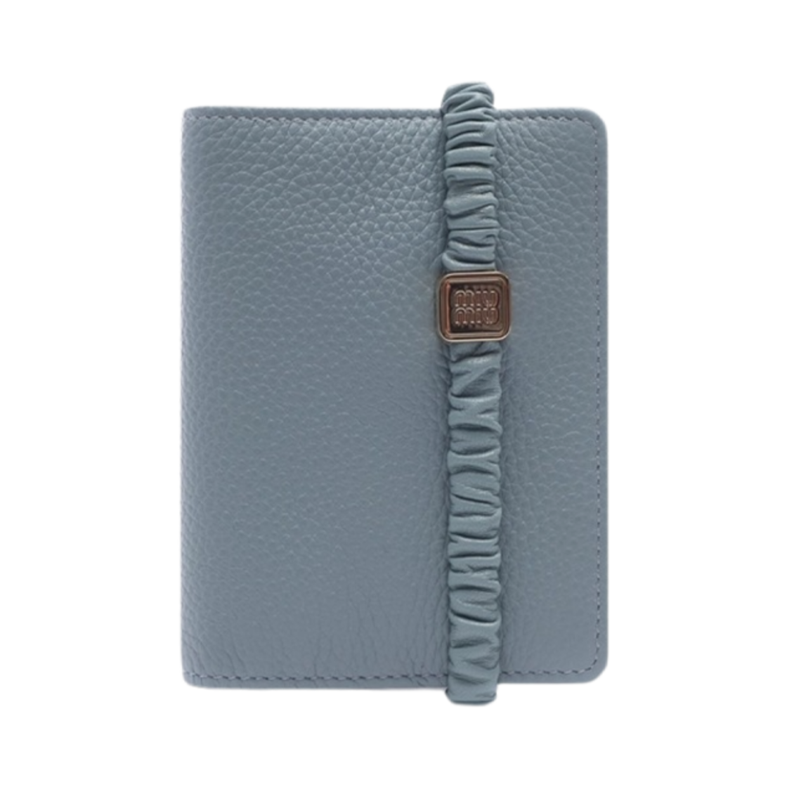 5MV204-2CSK-F03WB Miu Miu Small Leather Wallet Blue Beige