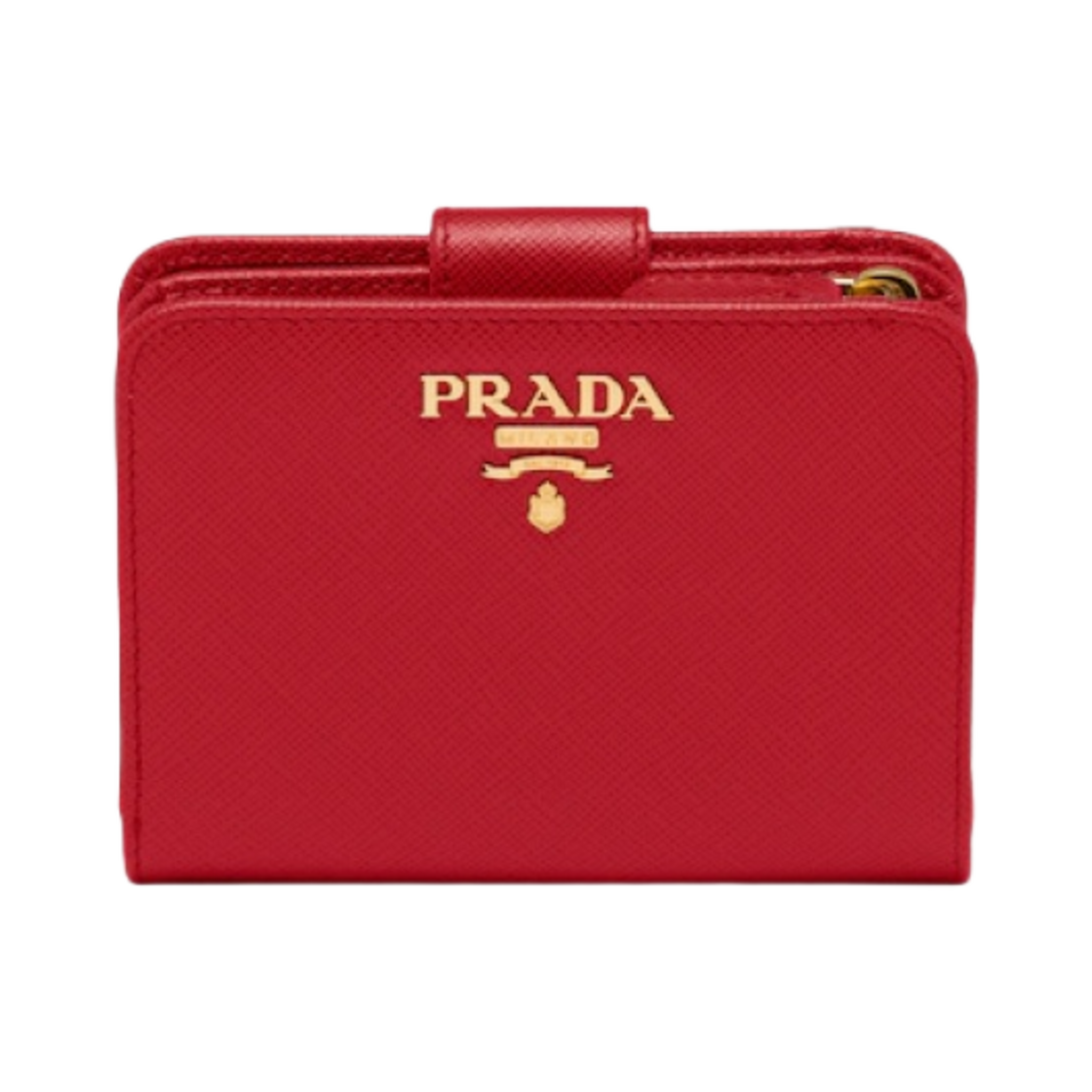 프라다 트라이앵글 로고 페이던트 레더 월렛 체리 레드 | Prada | KREAM
