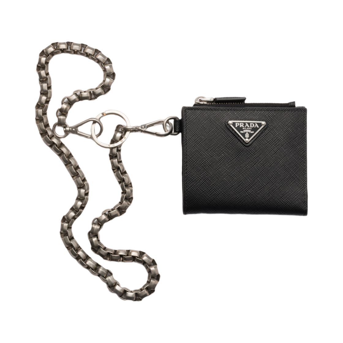 2ML049-2HJD-F0002 Prada Small Saffiano Wallet with Chain Black