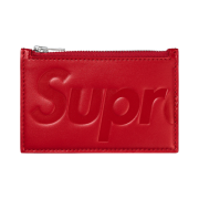 Supreme Leather Zip Card Holder Red