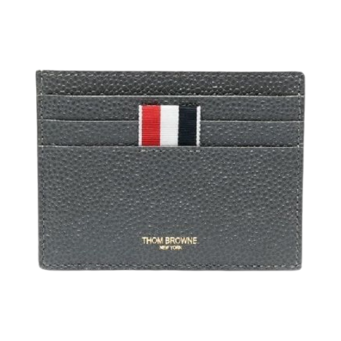 MAW220A-00198-025 Thom Browne Pebble Calfskin 4-Bar Applique Note Card Holder Dark Grey (Navy Ver.)