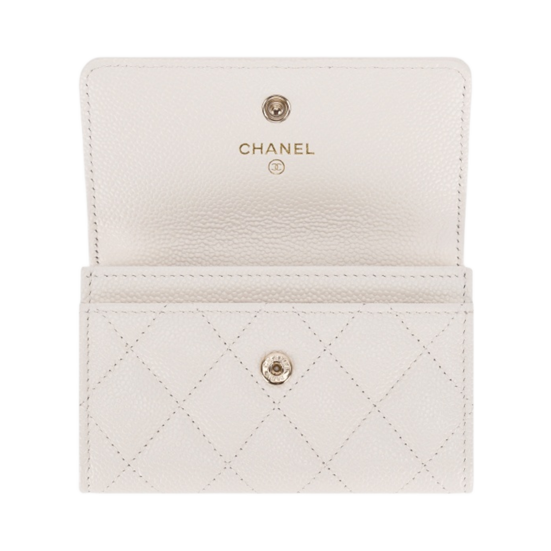 샤넬 플랩 카드 홀더 그레인드 카프스킨 & 골드 메탈 화이트(Chanel Flap Card Holder Grained Calfskin & Gold White) - 2