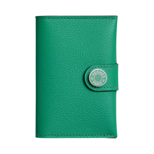 Hermes R.M.S Card Holder Evercolor & Palladium Vert Vertigo