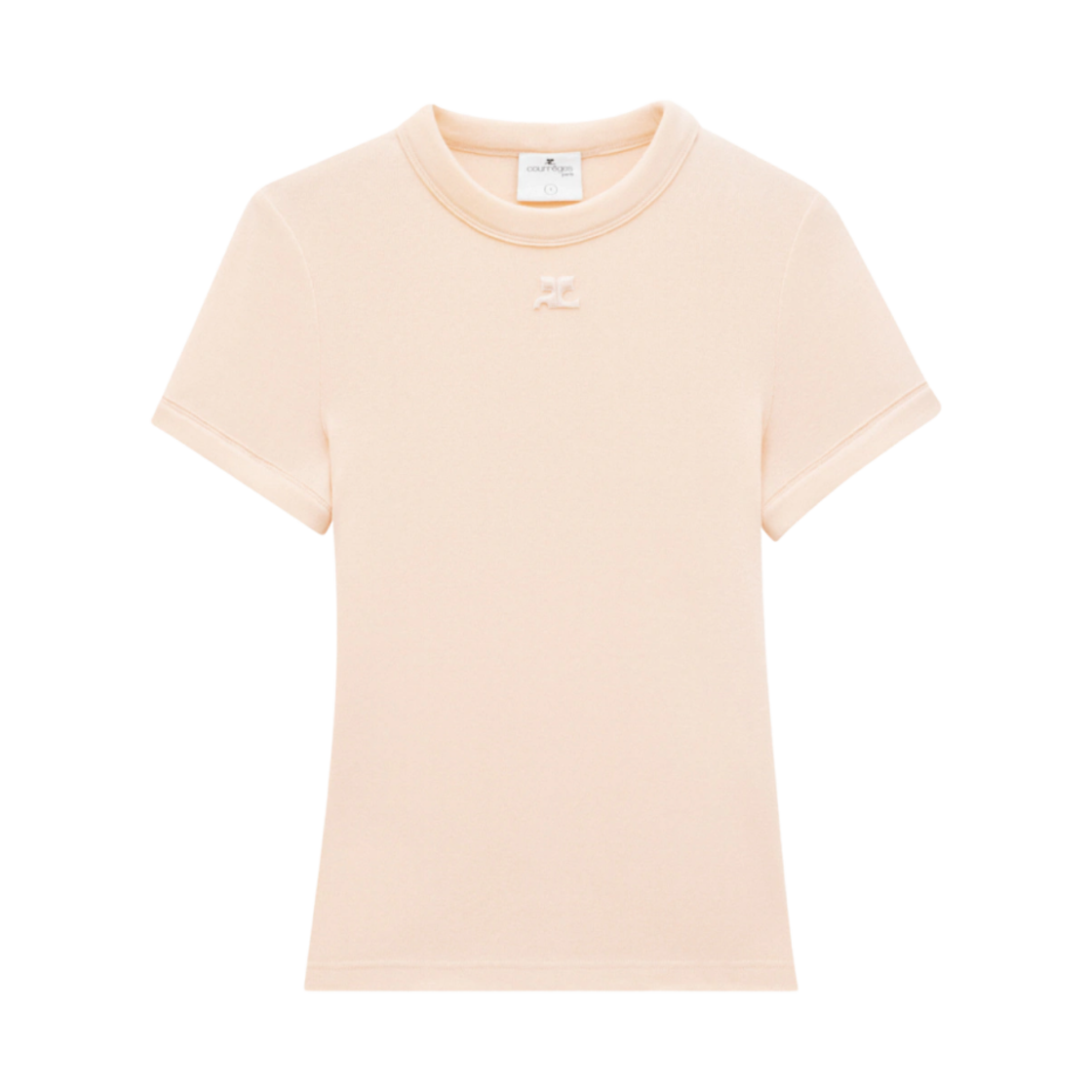 (W) 꾸레쥬 클래식 립 티셔츠 오렌지 플루오 블리치