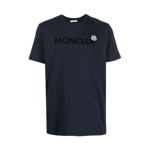 W) 몽클레르 자수 토날 로고 코튼 티셔츠 블랙 - 25SS | Moncler
