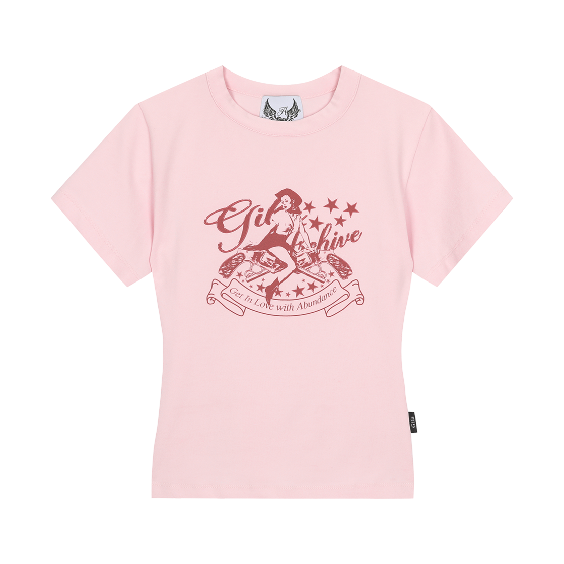 GL25SUTP01PK Gila Archive Pin Up Girl Crop T-Shirt Pink