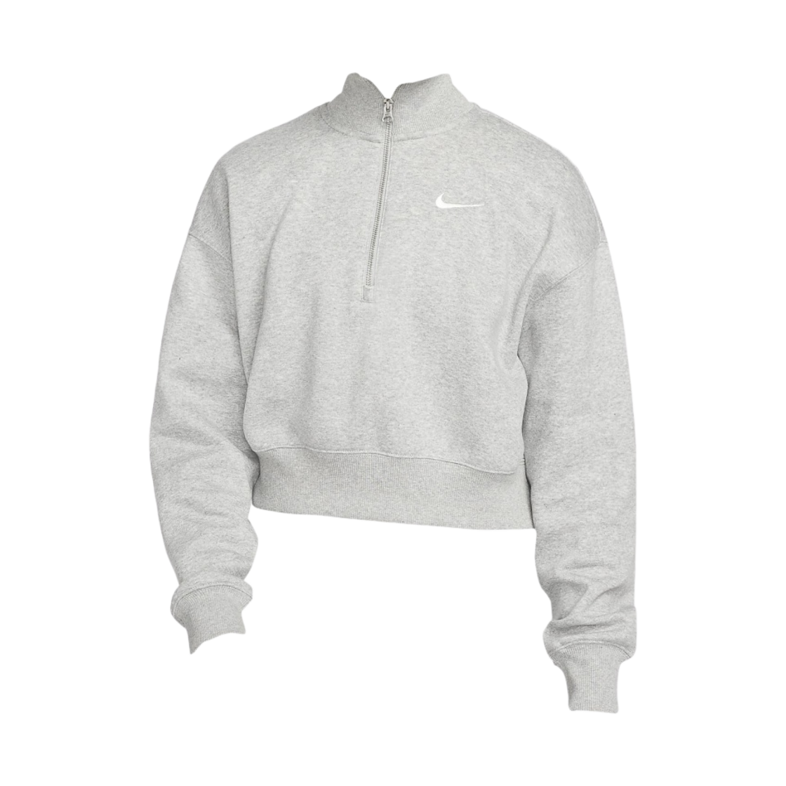 DQ5768-063 (W) Nike NSW Phoenix Fleece Half Zip Cropped Sweatshirt Dark Grey Heather Sail - Asia