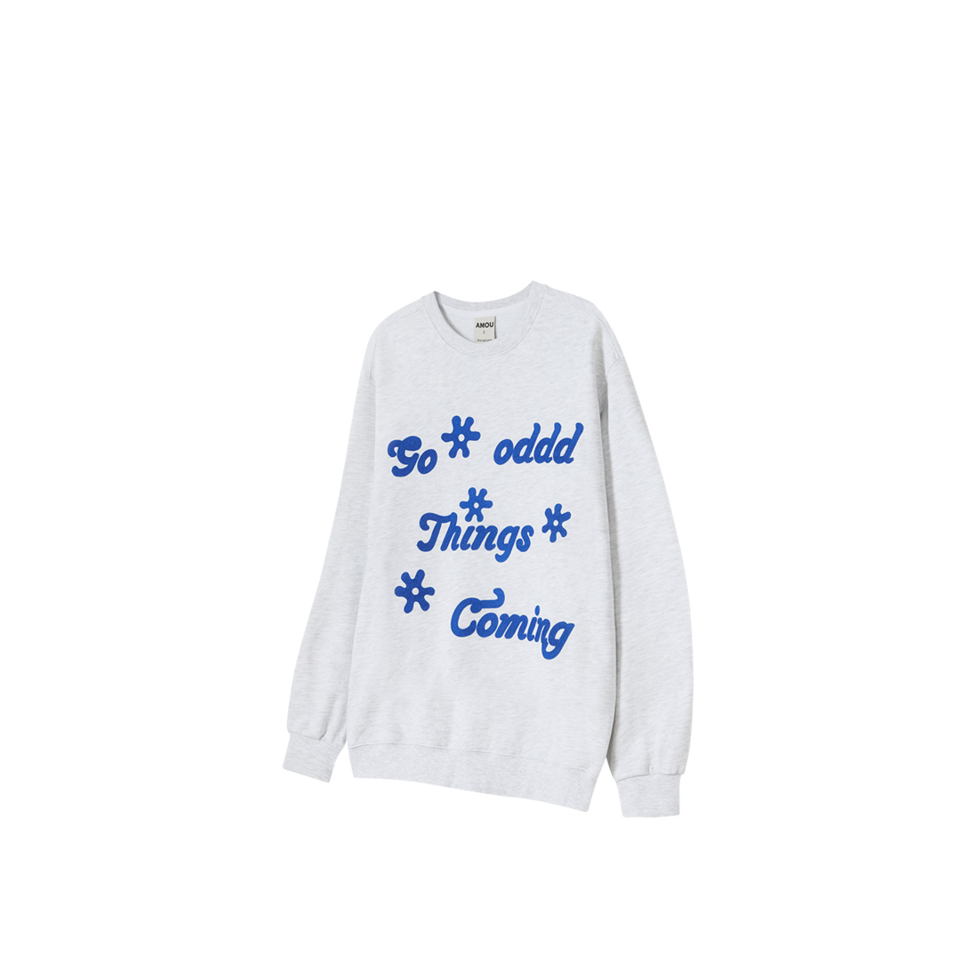아모우 레터링 위드 플라워 스웨트셔츠 백메란지(AMOU Lettering With Flower Sweatshirts White Gray) - 1