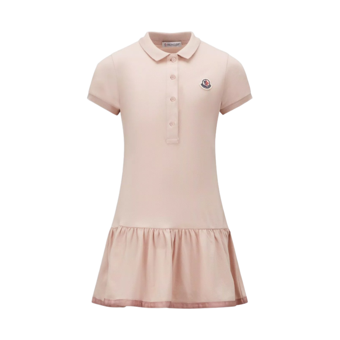 (키즈) 몽클레르 폴로 셔츠 드레스 파우더 핑크 - 23SS((Kids) Moncler Polo Shirt Dress Powder Pink - 23SS) - 1