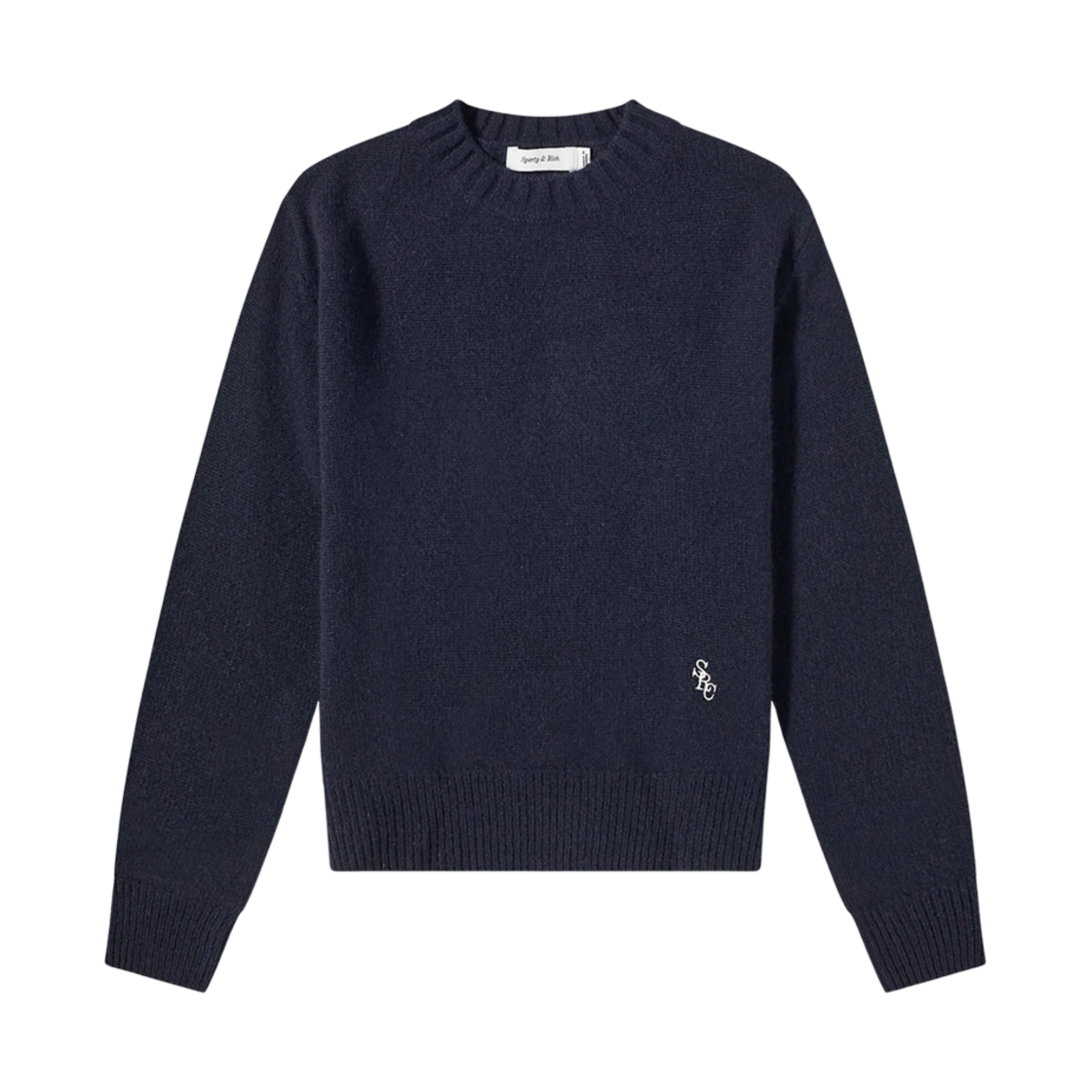 CR731NA (W) Sporty & Rich Embroidered Logo Crewneck Knit Navy