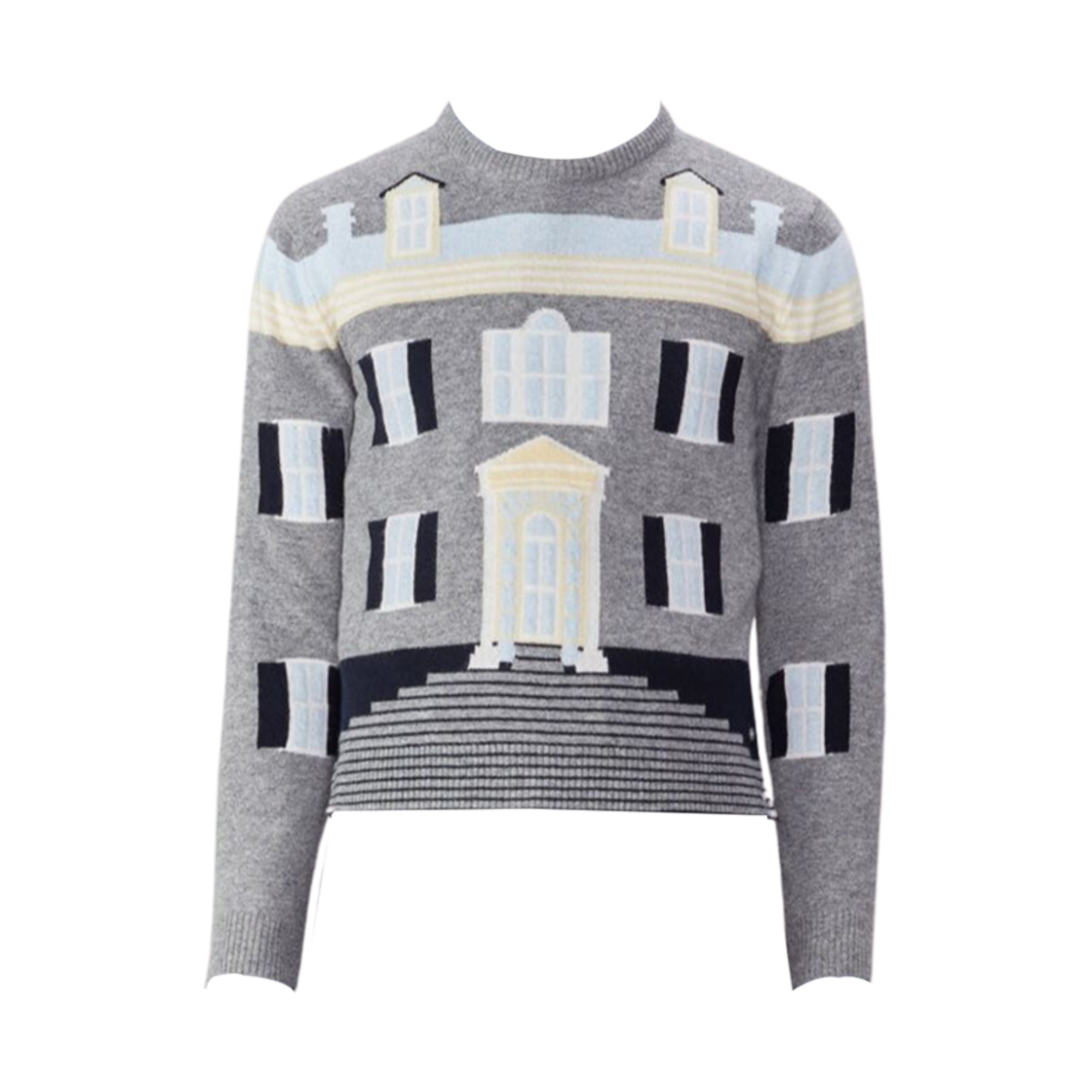 MKA520A-Y1029-055 Thom Browne Merino Wool House Pullover Light Grey