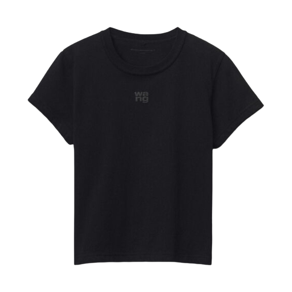(W) 알렉산더 왕 코튼 저지 퍼프 로고 슈렁큰 티셔츠 블랙((W) Alexander Wang Puff Logo Shrunken T-Shirt in Cotton Jersey Black)