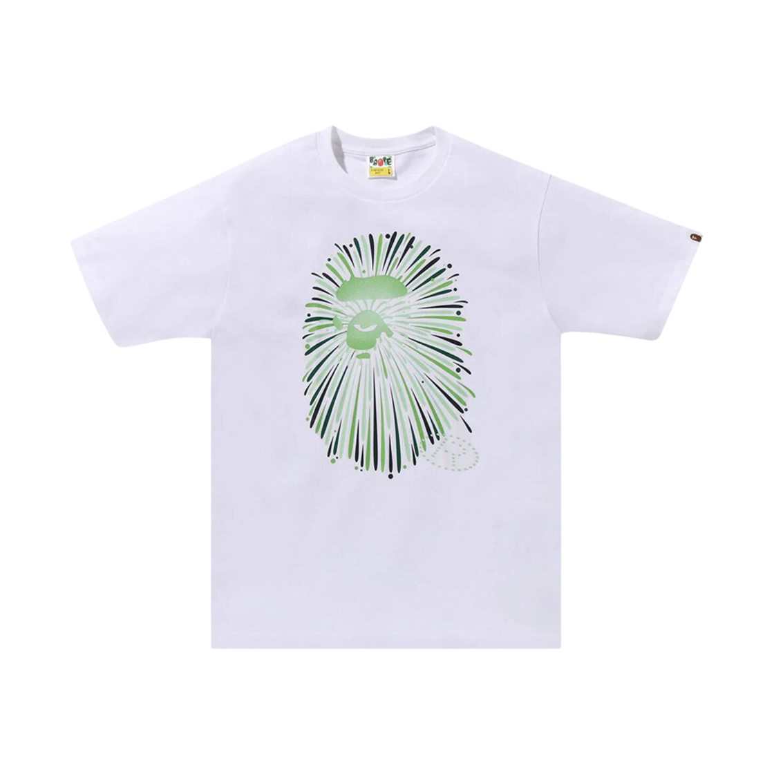 - BAPE Ape Head Firework T-Shirt White Green