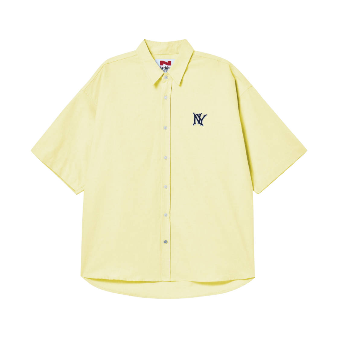 엔 아카이브 NY 로고 디테일 옥스포드 반팔 셔츠 옐로우(N ARCHIVE Ny Logo Detail Oxford 1/2 Shirts Yellow) - 1