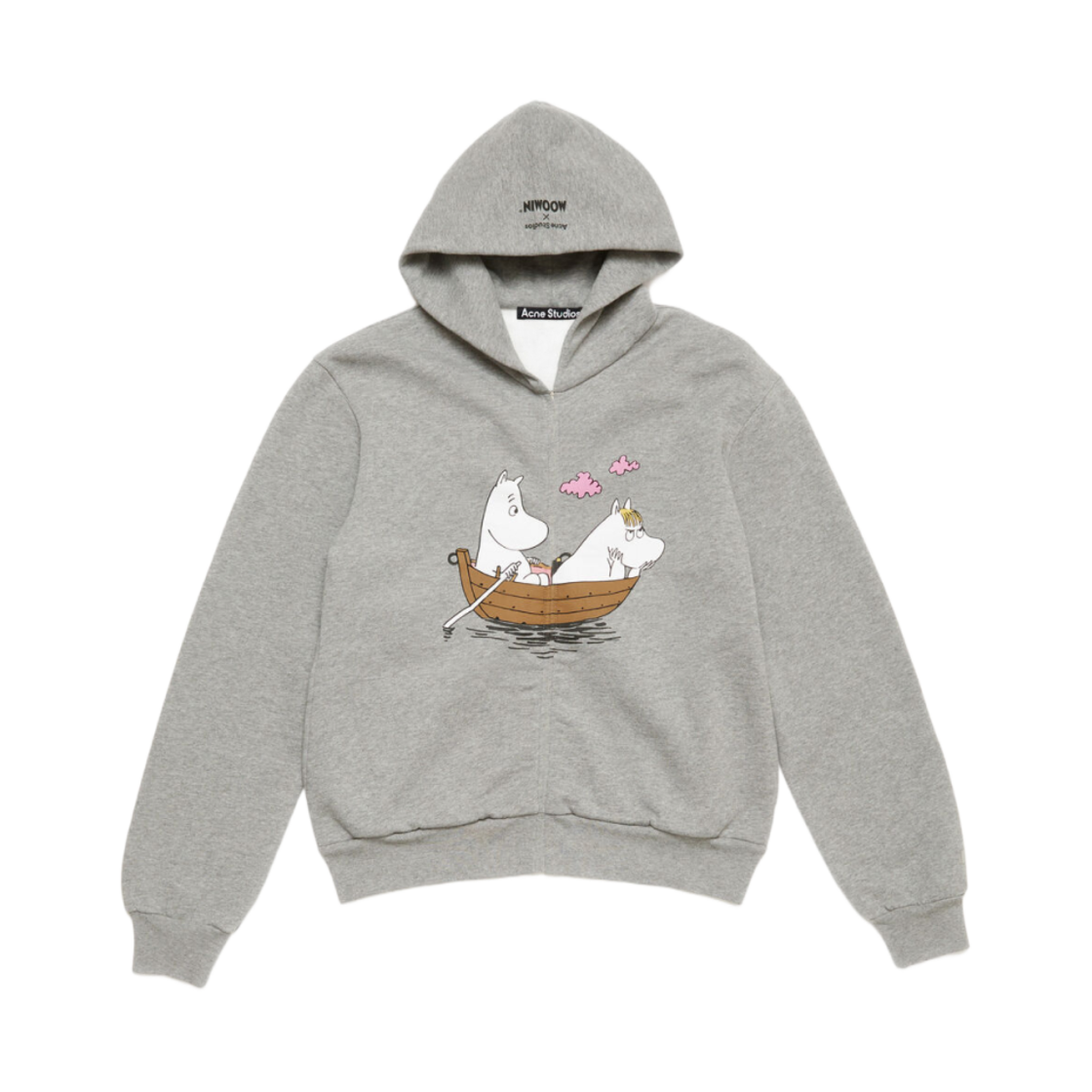 CI0188-X92 (W) Acne Studios x Moomin Hooded Zipper Sweater Light Gray Melange