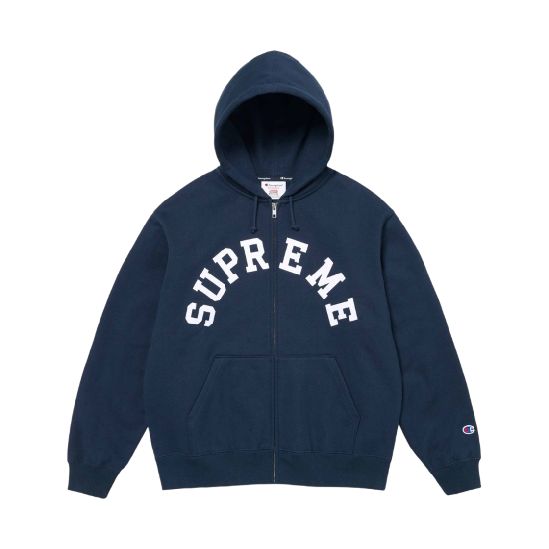 슈프림 x 챔피온 집업 후드 스웨트셔츠 네이비 - 24SS(Supreme x Champion Zip Up Hooded Sweatshirt Navy - 24SS)