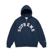 Supreme x Champion Zip Up Hooded Sweatshirt Navy - 24SS