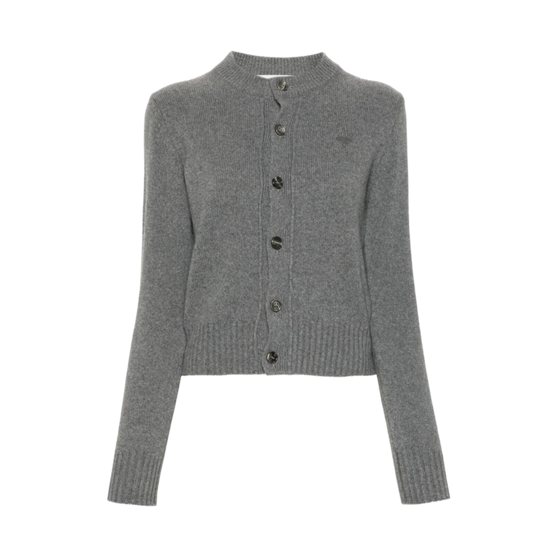(W) 아미 톤온톤 하트 로고 클래식 캐시미어 가디건 그레이((W) AMI de Coeur Classic Cashmere Cardigan Grey) - 1