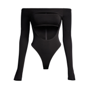 (W) H&M x Mugler Cut-Out Bodysuit Black