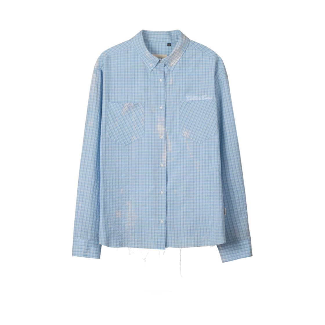 25EP04SH02BL Gatherlazy Vintage Washed Check Shirts Skyblue