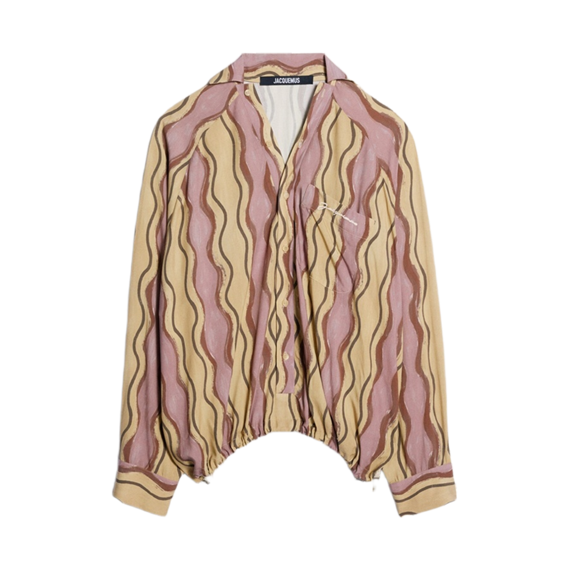 자크뮈스 르 오 핑고 틸티드 셔츠 프린트 브라운 웨이브 스트라이프(Jacquemus Le Haut Pingo Tilted Shirt Print Brown Waves Stripe) - 1