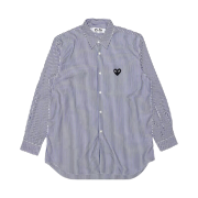 Play Comme Des Garcons Black Heart Stripe Button Down Shirt Blue