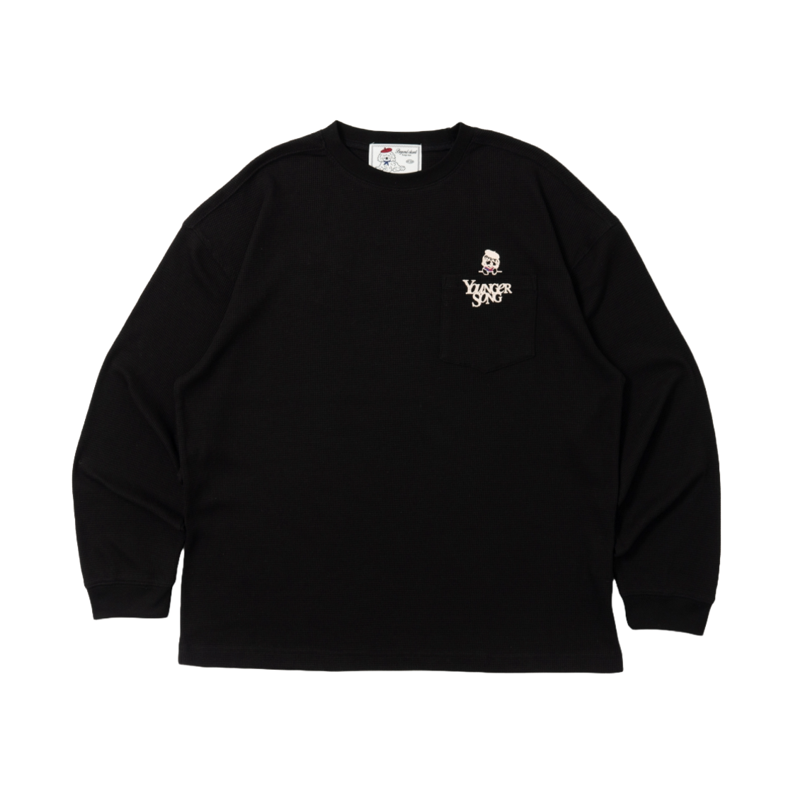 BC25SPRL90BK Beyond Closet X Younger Song Waffle Long Sleeve T-Shirt Black
