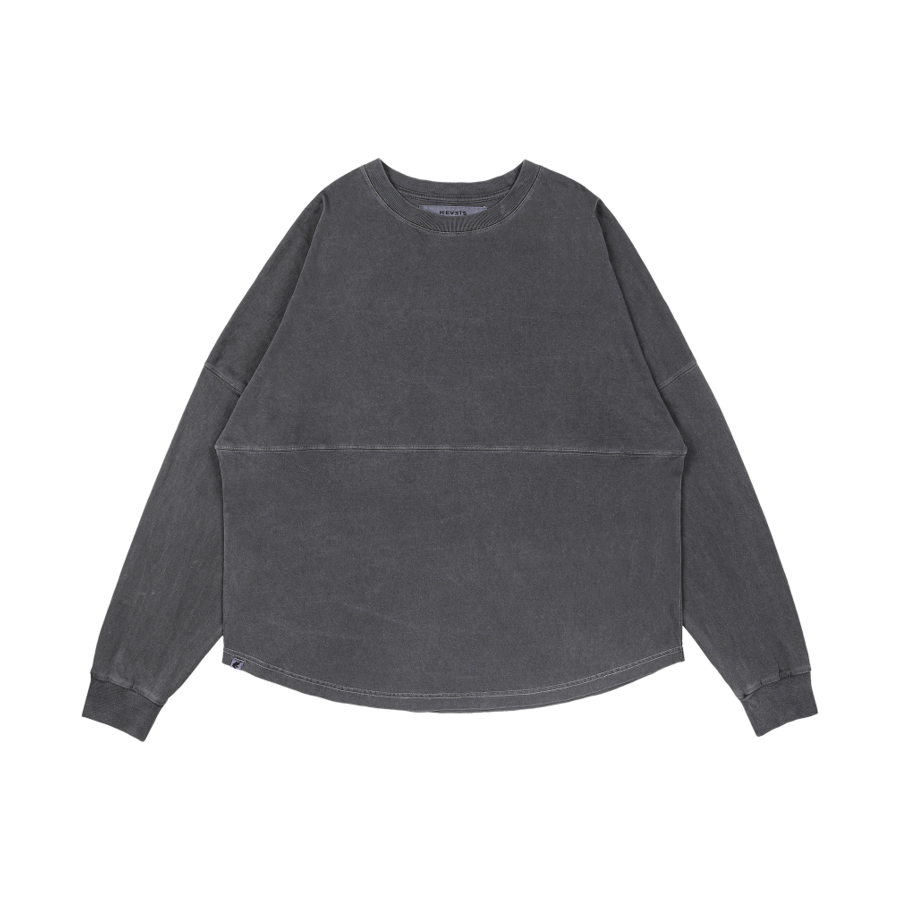 H1FUTS-005GYA-L Hevets M Garment Dyeing Leapfrogging T-shirt Grey