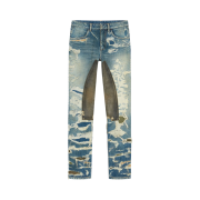 Givenchy Cargo Logo Jeans in Destroyed Denim and Moleskin Medium Blue