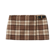 (W) Miu Miu Check Miniskirt Cocoa Brown