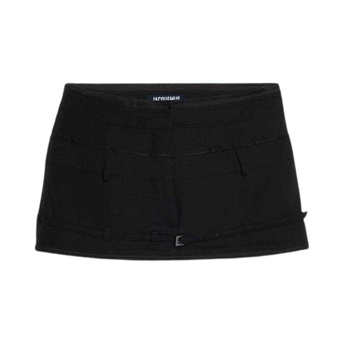 (W) 자크뮈스 라 미니 쥬프 카라코 벨티드 미니 스커트 블랙((W) Jacquemus La Mini Jupe Caraco Belted Mini Skirt Black) - 1