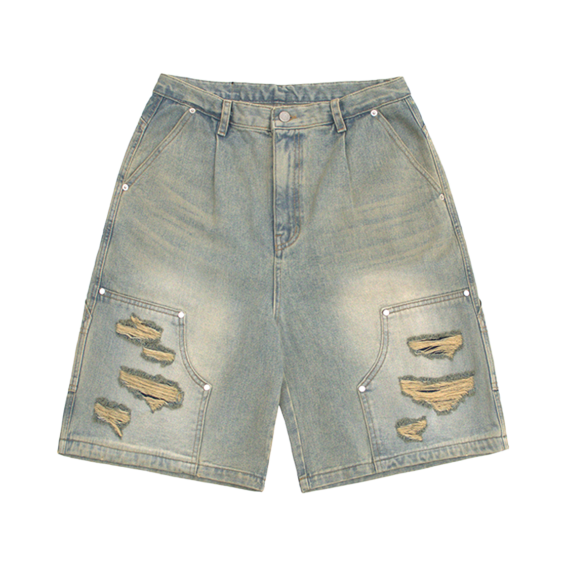 24HSCDMHP01LBL Cactusdonutmarket Carpenter Bermuda Denim Pants - Light Blue