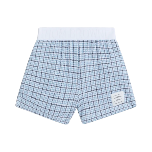 (Kids) Thom Browne Tweed Jersey Rugby Shorts Light Blue