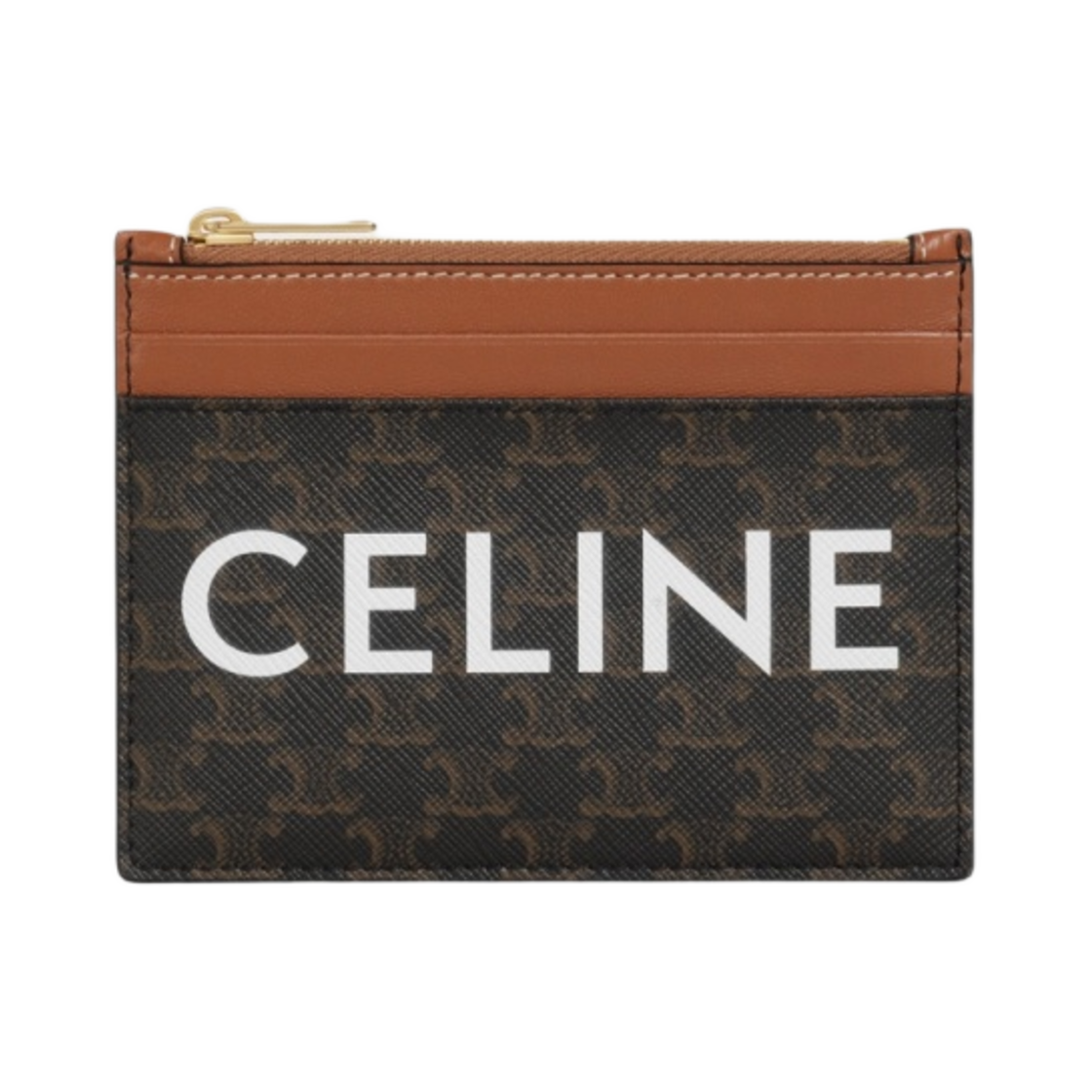셀린느 트리옹프 캔버스 & 램스킨 지퍼 퍼스 셀린느 프린트 탄(Celine Zipped Purse in Triomphe Canvas and Lambskin with Celine Print Tan) - 1