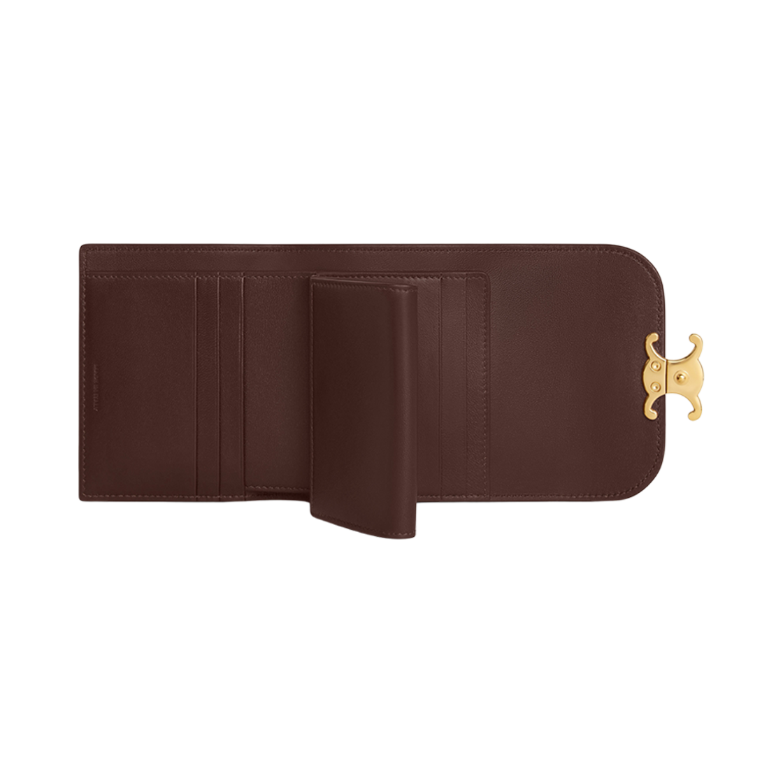 10D783DPV-18CH Celine Small Flap Wallet Triomphe in Shiny Calfskin Chestnut - #3